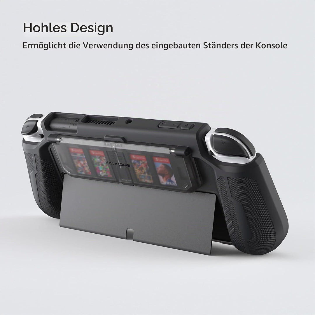 KIWIHOME Switch OLED Hülle mit Spiele Aufbewahrung im Flip Design, Dockbare Schutzhülle für Nintendo
