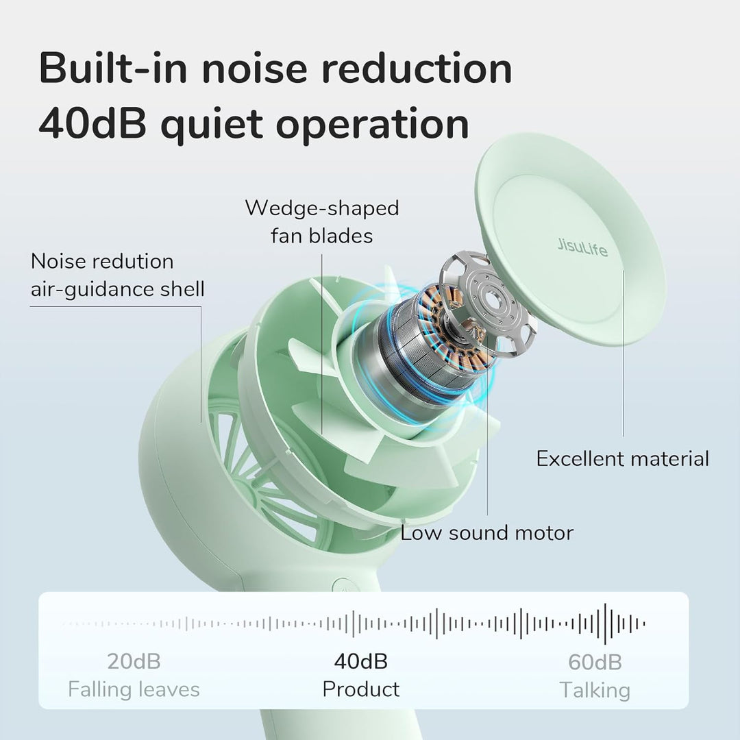 JISULIFE Turbo Handventilator Akku [16 Stunden Lange Arbeitszeit] 4000mAh Tragbarer Mini Ventilator