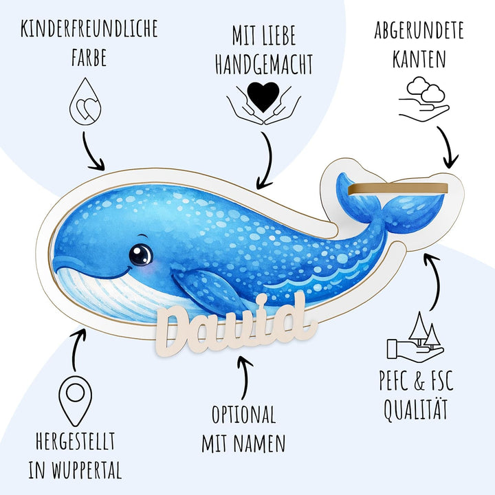 Holzura Wal Tonie Regal für Toniebox 2 – magnetisches Wandregal ohne Personalisierung für über 50 To
