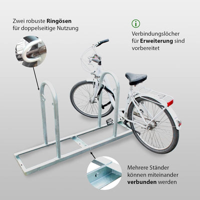 2x Fahrradanlehnbügel mit Bodenrahmen beliebig erweiterbar Reihenparker Fahrradständer Anlehnbügel A