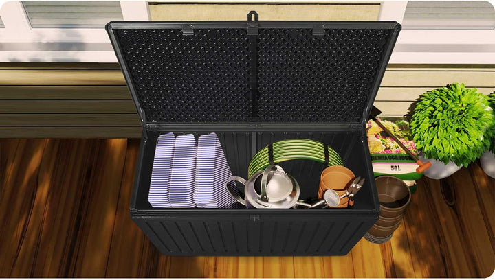 Gartenbox Auflagenbox Aufbewahrungsbox Kapazität 270l Kissenbox Outdoor Sitzbank Wetterfest Abschlie