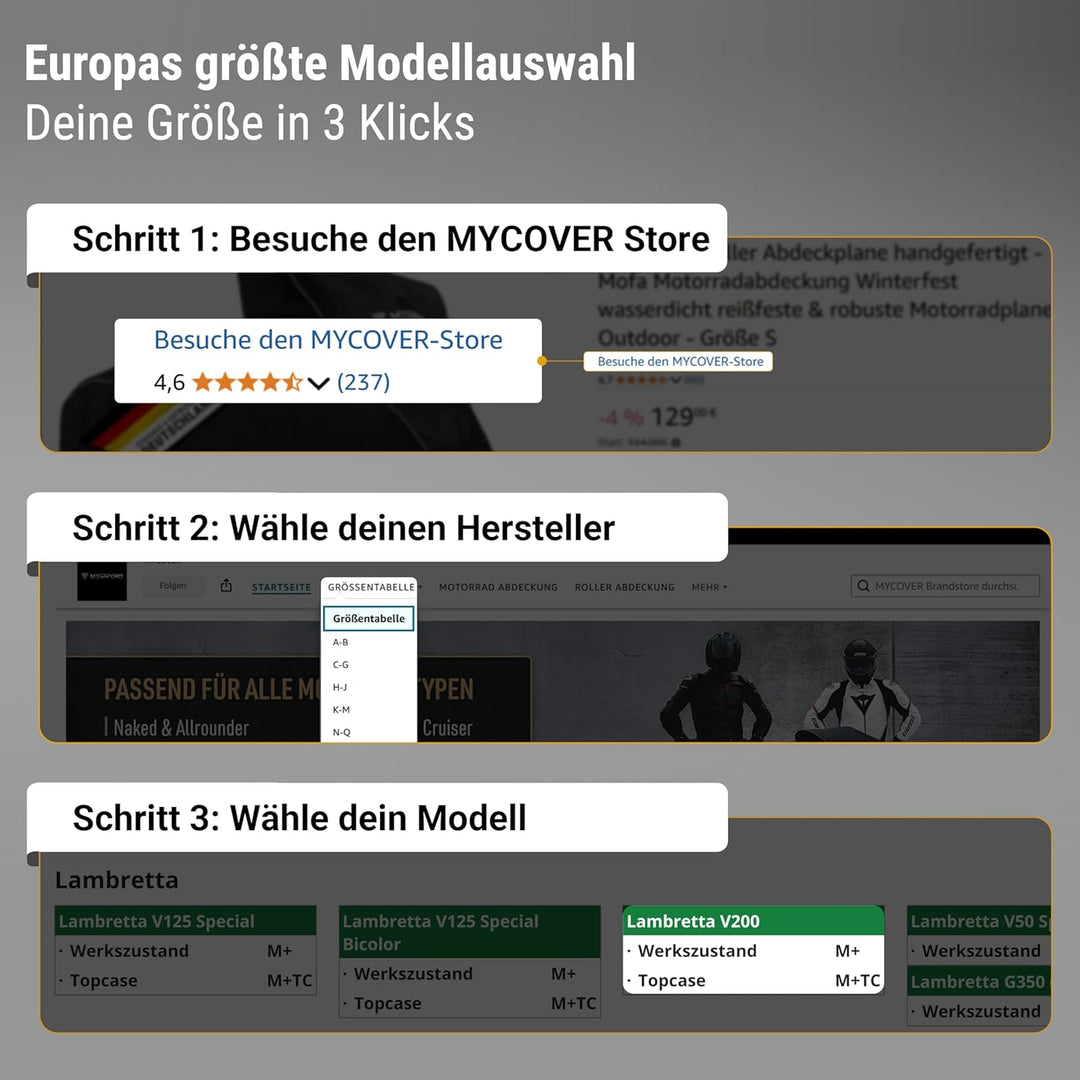MYCOVER handgefertigte Roller Abdeckhaube -von Bikern für Biker- Mofa Abdeckung: Winterfest und wass