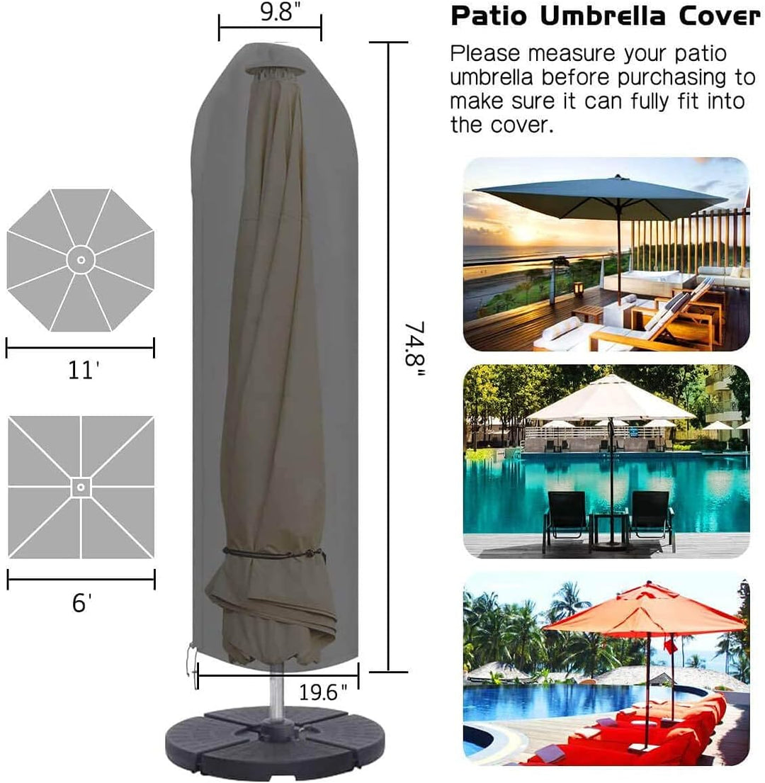 PATIO PLUS Sonnenschirm Schutzhülle, mit Reissverschluss，Schutzhülle 2 bis 3 M Grosse Sonnenschirm A