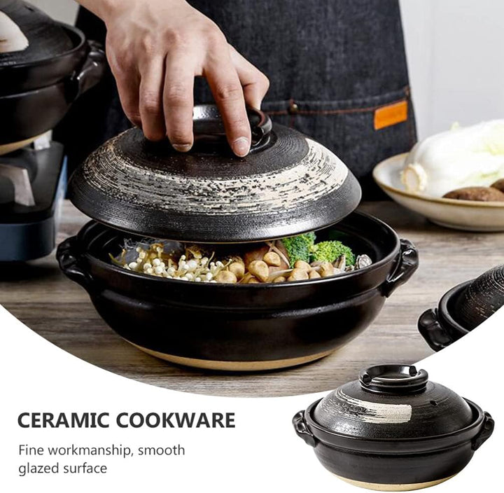 BESTonZON Premium Ceramic Bowl mit Deckel Korean Cooking Korean Stone Bowl (Dolsot) Stockpot Clay Co