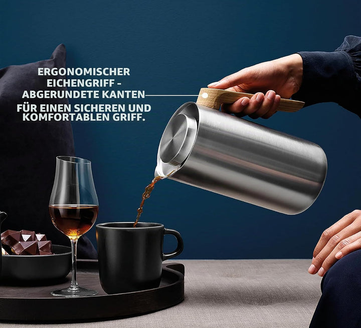 EVA SOLO | Isolierkanne 1,0l Nordic Kitchen Edelstahl | Der Vakuumstahleinsatz hält den Kaffee sehr