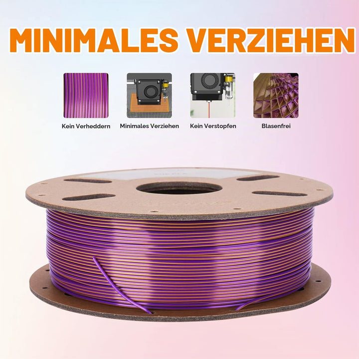 ERYONE Dual Seiden PLA Filament 1.75mm,Co-Extrucsion PLA Seiden Filament für 3D Drucker +/- 0,03 mm,