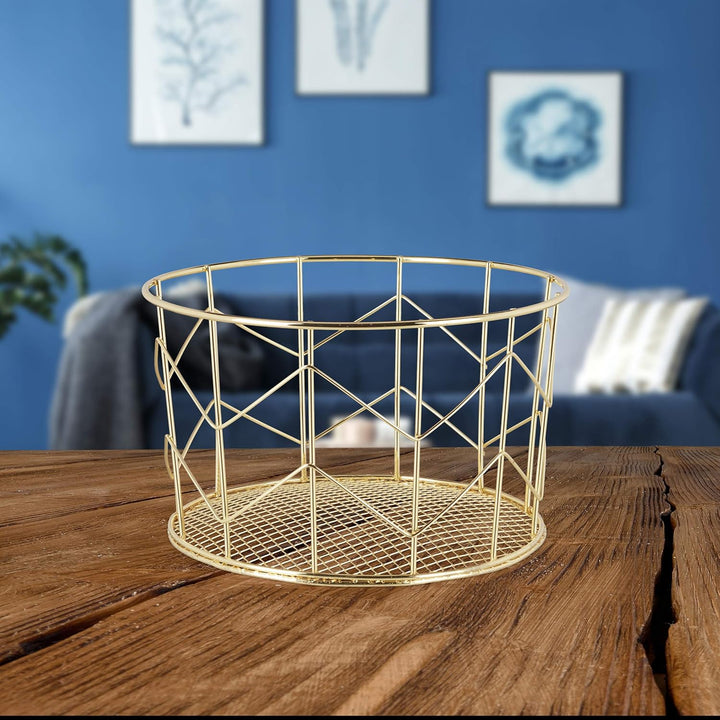Relaxdays Drahtkorb, rund, Vintage Design, Aufbewahrung, Kleidung, Accessoires, Deko Korb, Metall, ∅
