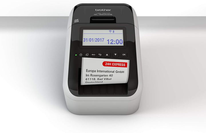 Brother QL-820NWB Netzwerk-Etikettendrucker (mit Rot-Schwarz-Druckfunktion, Schnittstellen: USB, WLA