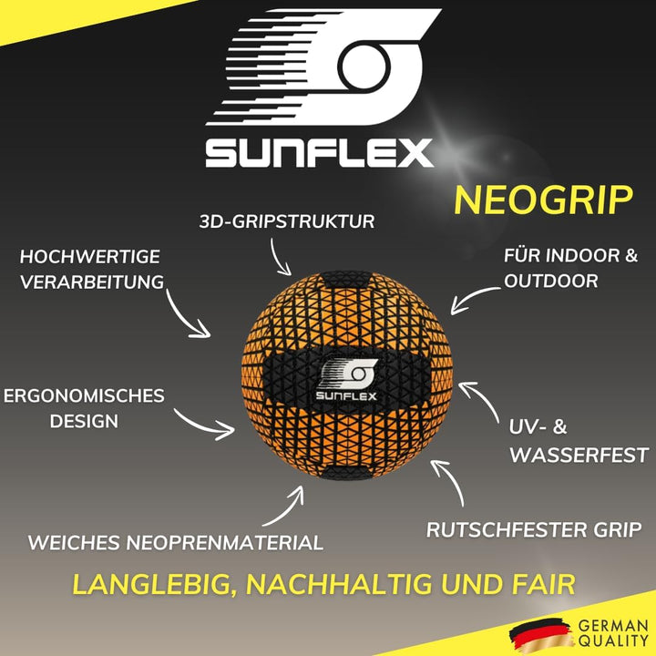 Sunflex® Beach- UND FUNBALL NeoGrip | Neopren Bälle mit maximalen Grip | rutschfeste Silikon-Oberflä