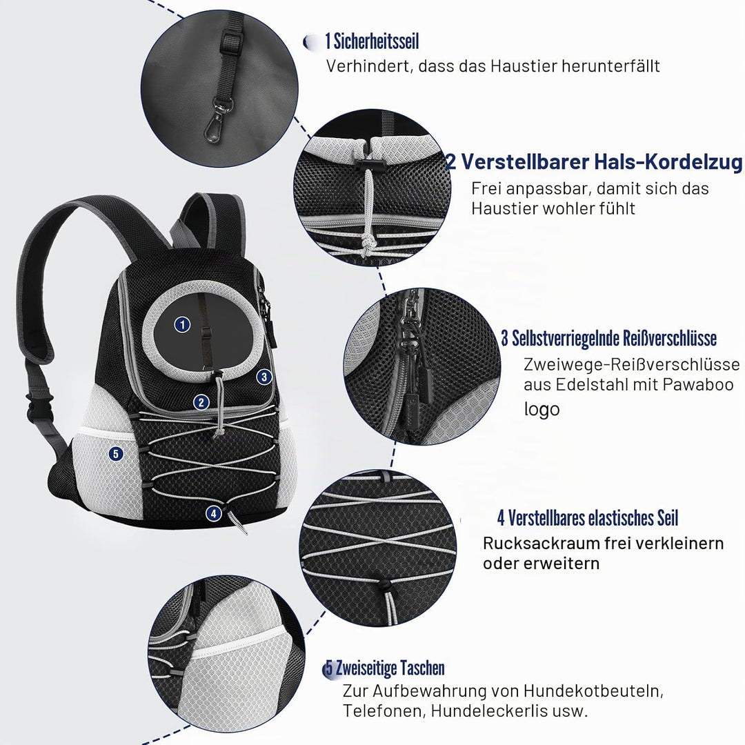 Pawaboo Haustier Rucksack Hund Tragetasche für Kleine Mittelgrosse Hunde und Katzen, Atmungsaktiv un