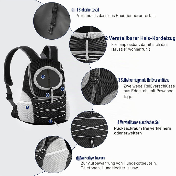 Pawaboo Haustier Rucksack Hund Tragetasche für Kleine Mittelgrosse Hunde und Katzen, Atmungsaktiv un