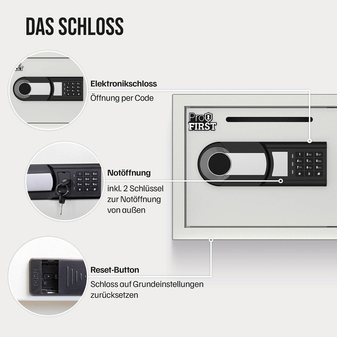 Profirst Möbeltresor Guardian 3 Einwurfschlitz Stahl Elektronikschloss Notöffnung herausnehmbarer Fa