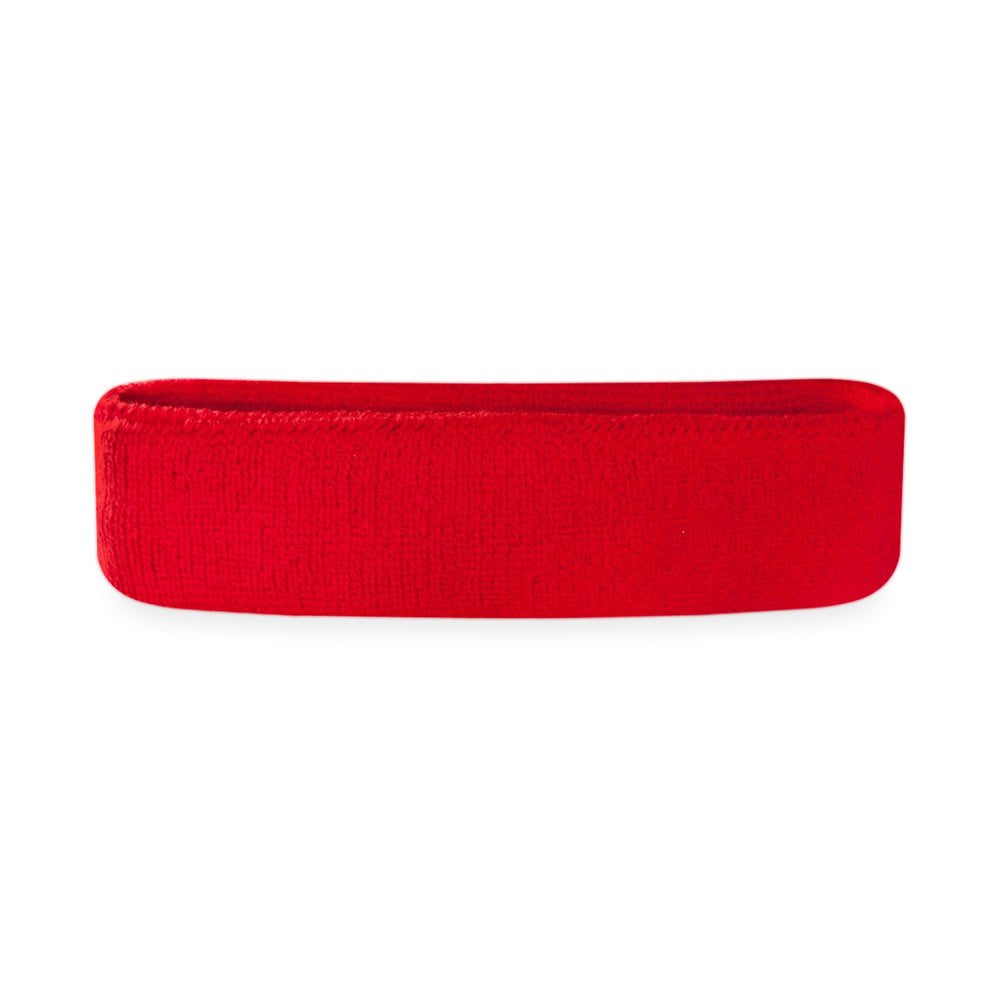 suddora Haarband Athletic Baumwolle Frottee Head Schweissband für Sport rot - rot, rot - rot