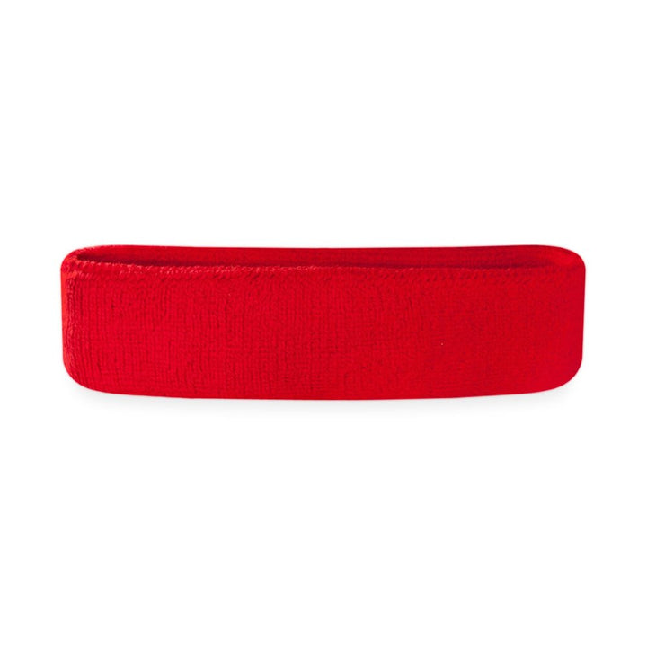 suddora Haarband Athletic Baumwolle Frottee Head Schweissband für Sport rot - rot, rot - rot