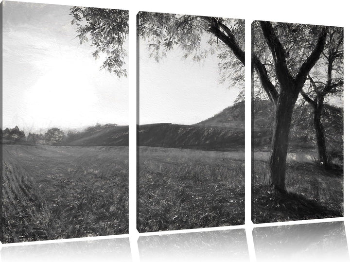 Pixxprint Landschaft im Herbst Kunst / 3-Teilig/Gesamtmass 120cm Leinwandbild bespannt auf Holzrahme