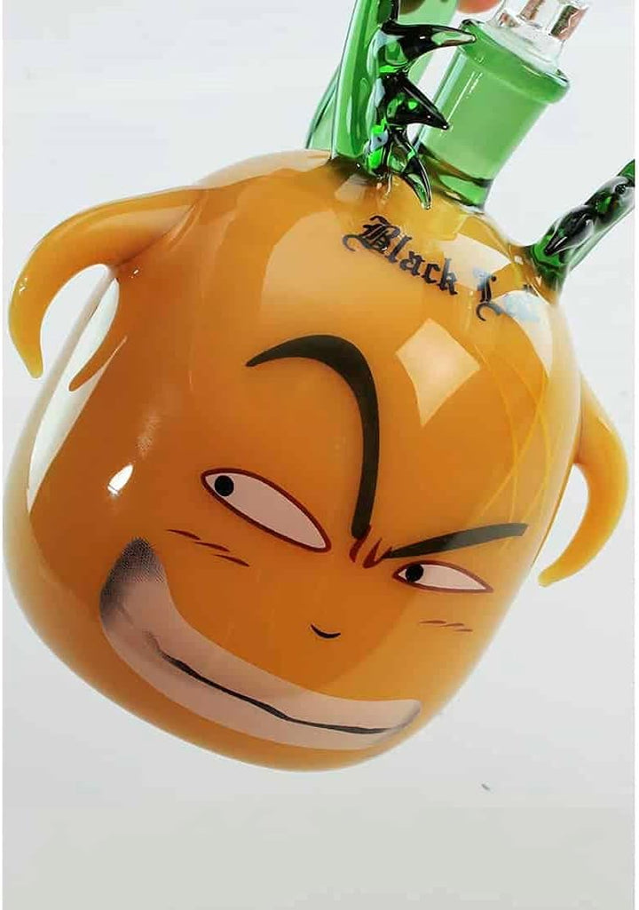 Black Leaf Grumpy Percolator Bong 20 cm | Orange/Grün | Perkolator Bong 14,5 (NS 14) aus Borosilikat