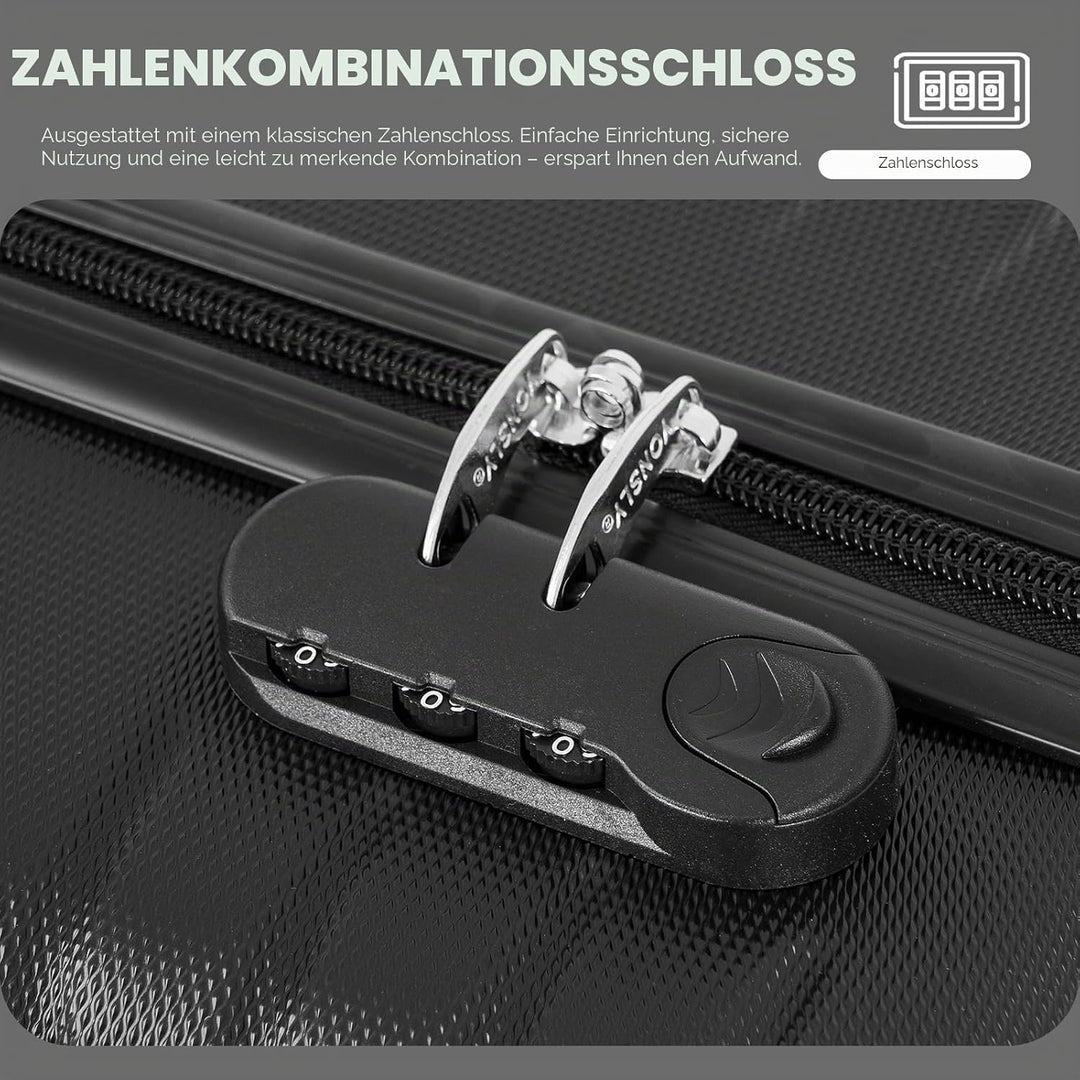 Koffer, Kabinenkoffer, Suitcase Trolley Reisekoffer, Handgepäck, Rollkoffer mit Zahlenschloss, 4 Rol