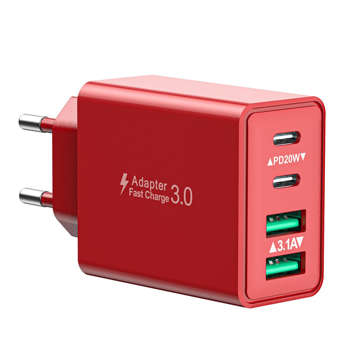 USB C Ladegerät, 40W 4-Ports USBC Stecker Mehrfach Schnellladegerät USB Ladestecker mit PD Adapter+Q