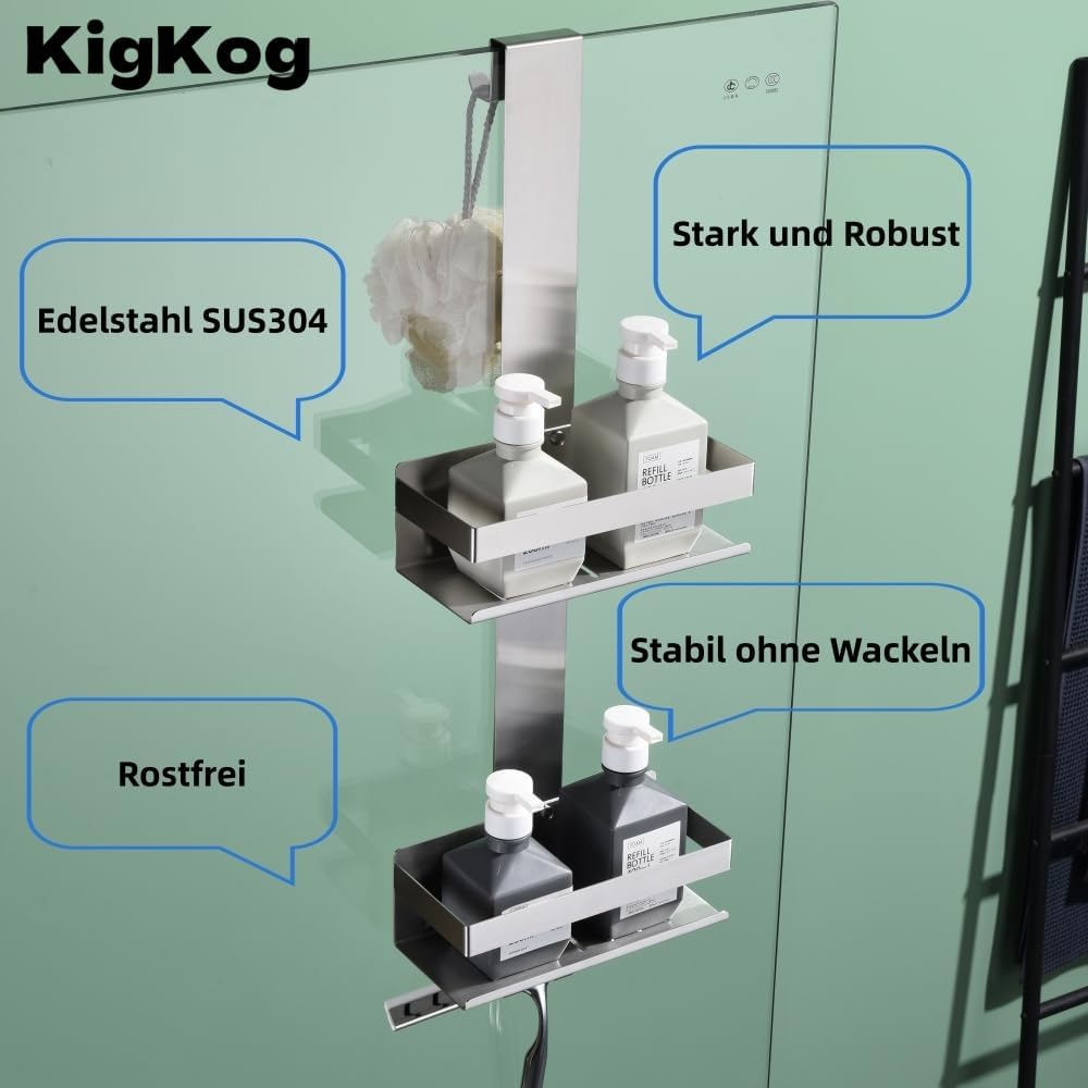 Duschregal zum Hängen,2-Store Duschablage zum Hängen, SUS304 Edelstahl Doppelt Duschkorb Hängeregal