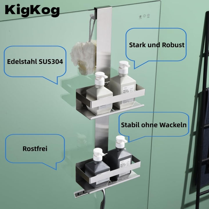 Duschregal zum Hängen,2-Store Duschablage zum Hängen, SUS304 Edelstahl Doppelt Duschkorb Hängeregal