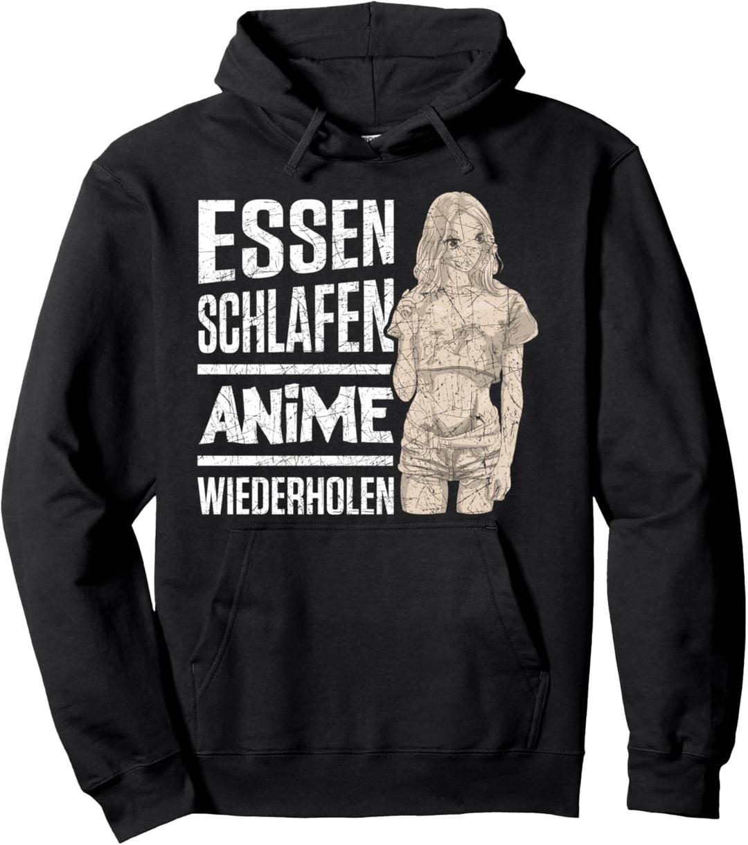 Essen Schlafen Anime Wiederholen Japan Otaku Nerd Anime Pullover Hoodie