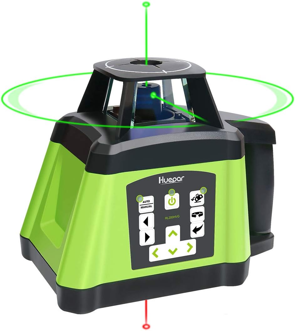 Huepar RL200HVG Rotationslaser Kit Grün, Selbstnivellierend Rotary Laser Level 360° Horizontaler/Ver