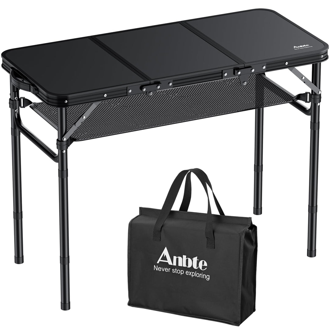 Anbte Klapptisch Höhenverstellbarer 88x40cm (LxB) Alu-Tisch Outdoor/Indoor Tragbar Koffertisch mit A