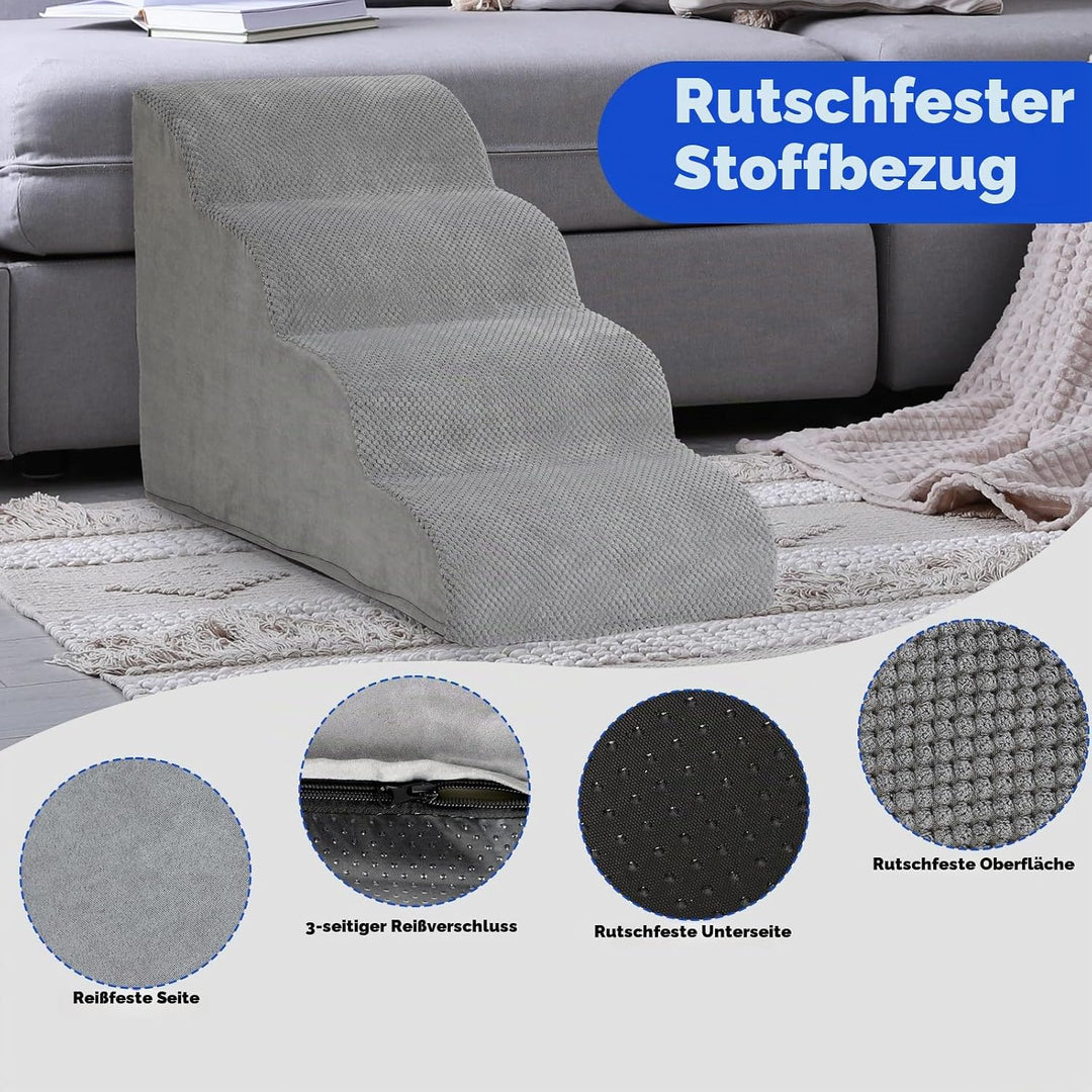 ABQ 4-stufige Hundetreppe für hohe Betten und Sofas – Extra hohe Treppe für kleine Hunde und Katzen,
