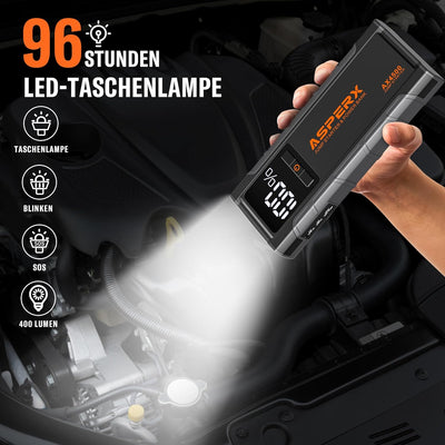 AsperX Starthilfe Powerbank 4500A 12V(Bis Zu Alle Benzin Oder 10,0 L Diesel) Auto Starthilfe Mit LED