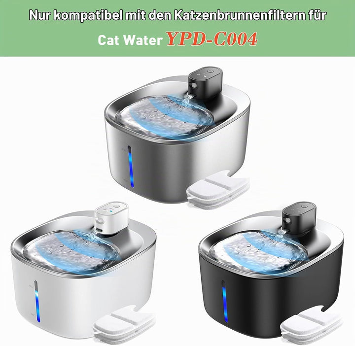 12 Set Katzenbrunnen Filter für 4L Trinkbrunnen,12 Stück Kohlefilter und 24 Stück Schaumstofffilter