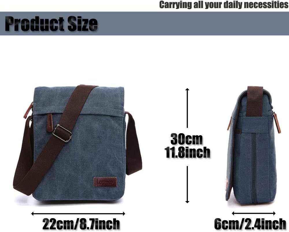 LOSMILE Herren Umhängetaschen, Leinwand Schultertaschen, Laptoptasche,Schulranzen, für Schule und Ar