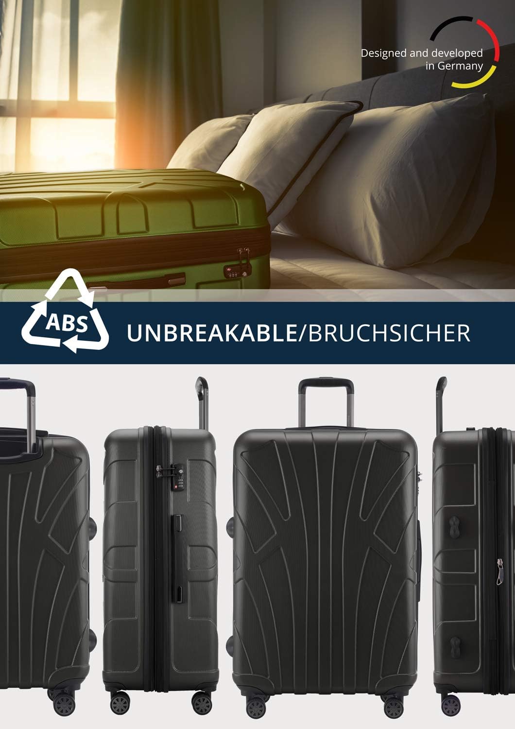 suitline - Grosser Hartschalen-Koffer Koffer Trolley Rollkoffer XL Reisekoffer, TSA, 76 cm, ca. 96-1