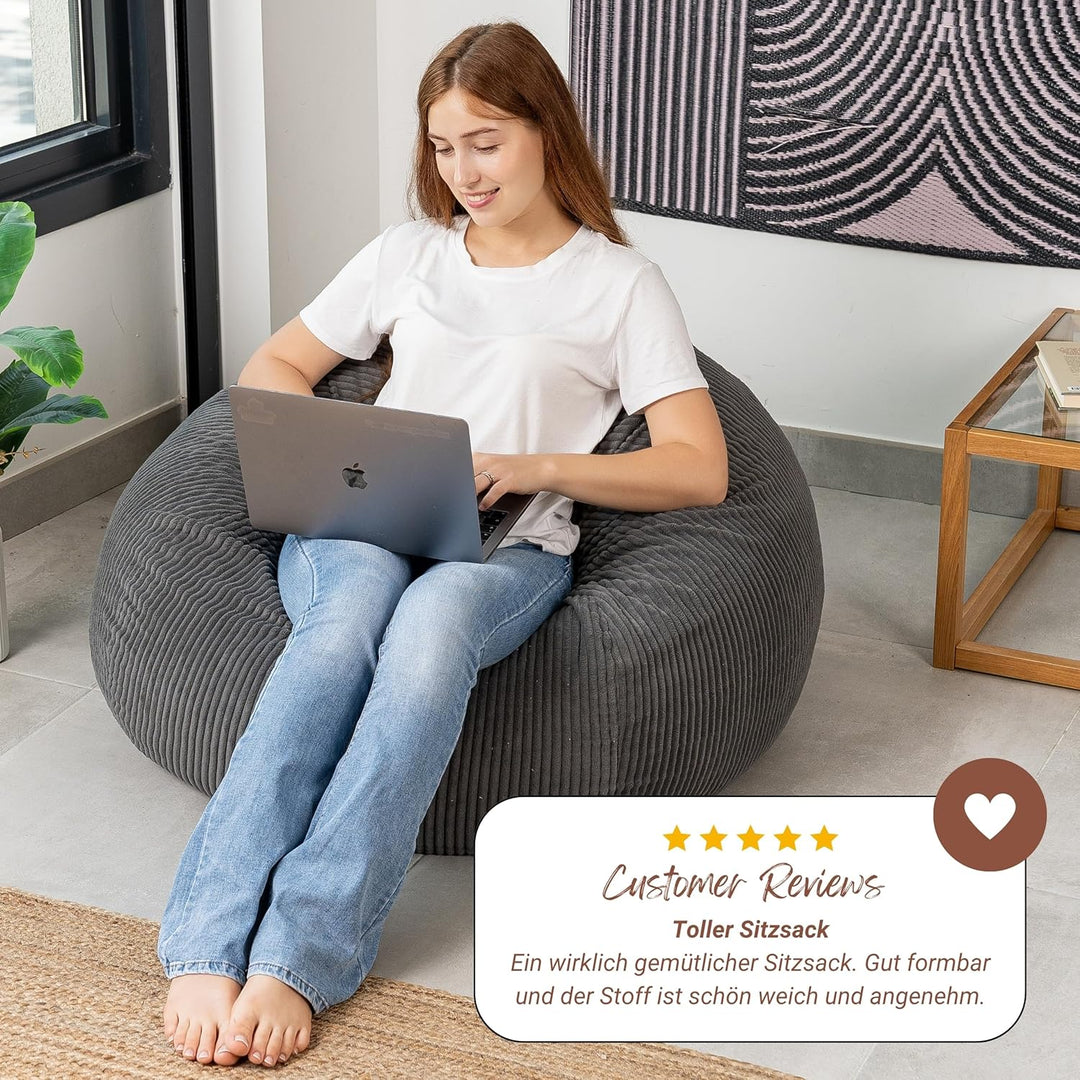 bananair - Sitzsack Cord für Kinder, Weich & Bequem, Maschinenwaschbarer Bezug, Gaming Sitzsack mit