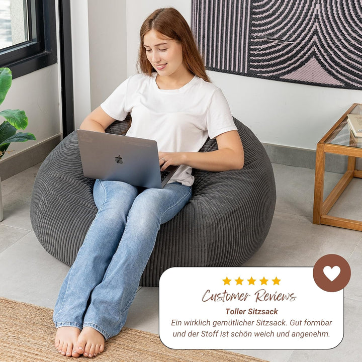 bananair - Sitzsack Cord für Kinder, Weich & Bequem, Maschinenwaschbarer Bezug, Gaming Sitzsack mit