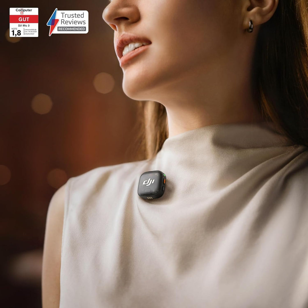 DJI Mic 3 (1 Sender + 1 Empfänger), drahtloses Lavalier-Mikrofon für iPhone/Kamera/Android, Ultralei