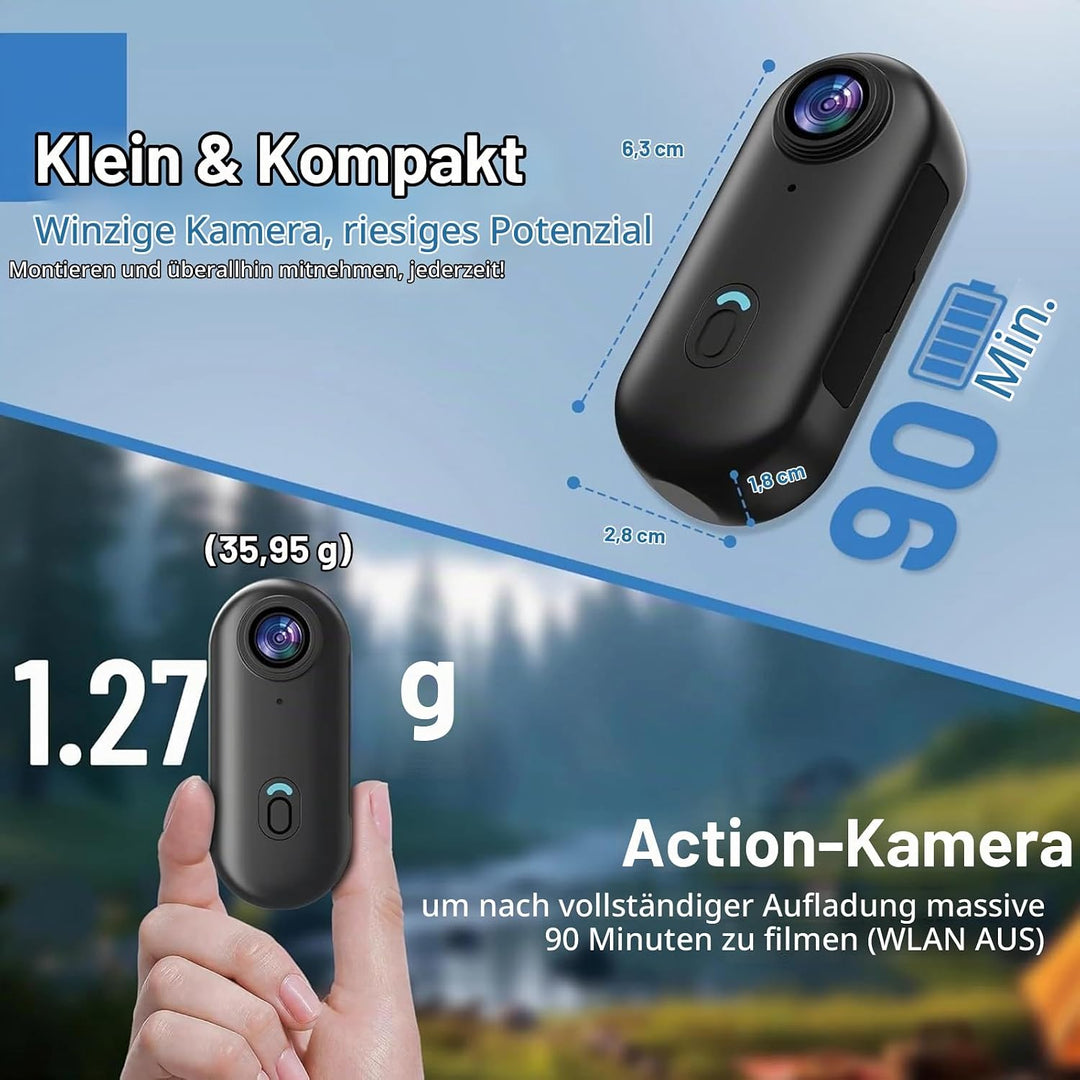 TKMARS Mini Action Cam 1080P WLAN, Magnetische Bodycam mit Clip, 120° Weitwinkel, 30M Wasserdicht, T