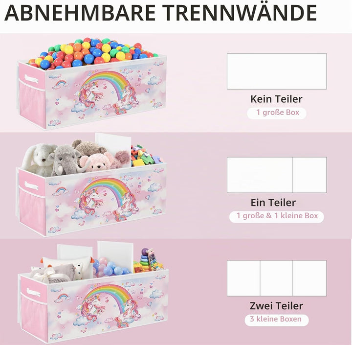 omedecal Spielzeugkiste Aufbewahrungsbox mit Deckel Kinder 96 x 32 x 40 cm, Faltbare und Platzsparen