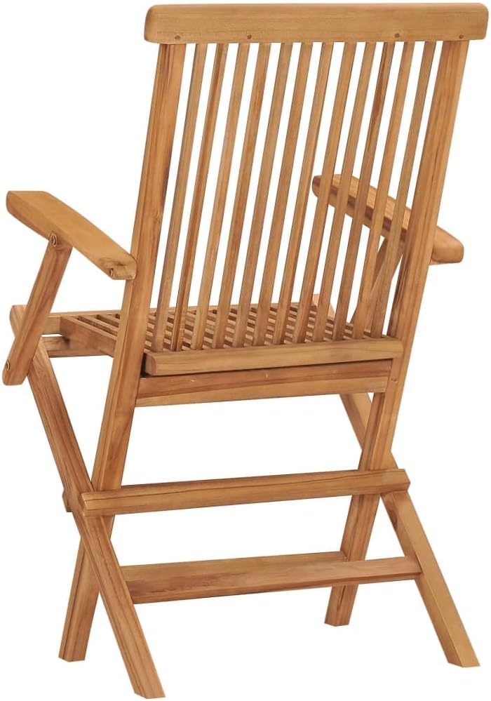 vidaXL 2X Teak Massiv Gartenstuhl mit Armlehnen Klappbar Holzstuhl Klappstuhl Stuhl Stühle Gartenmöb