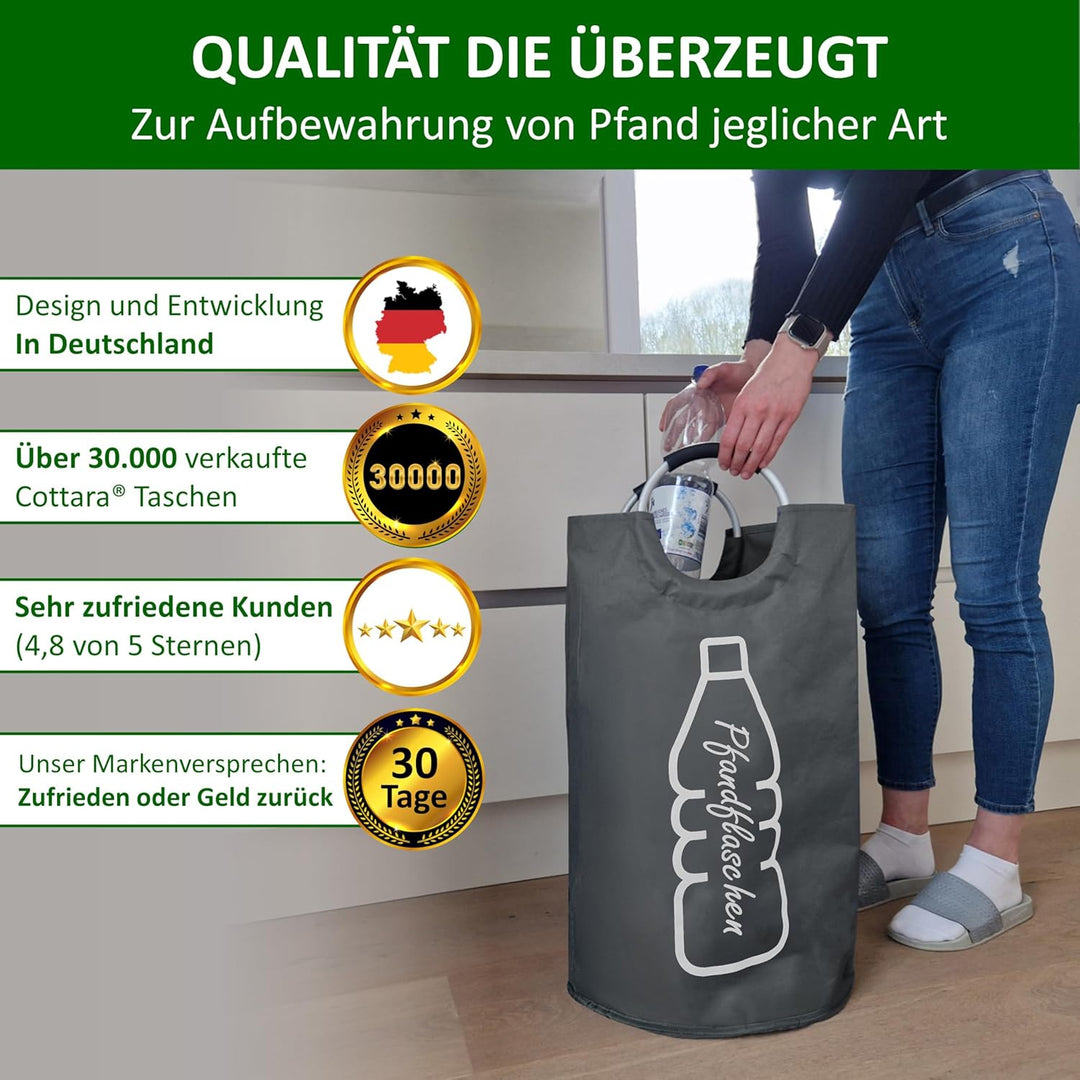 Cottara Original recycelter Flaschensammler für Leergut faltbar wasserdicht – Aus recycelten PET-Fla