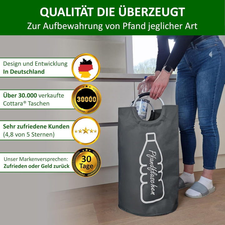 Cottara Original recycelter Flaschensammler für Leergut faltbar wasserdicht – Aus recycelten PET-Fla
