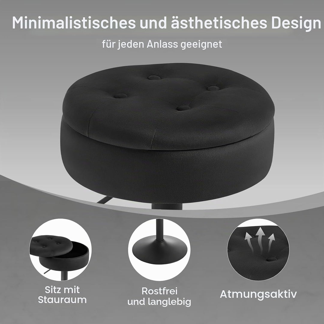 WOLTU Barhocker 2er Set, Sitzhocker mit Stauraum, Hocker höhenverstellbar 360° drehbar, Drehhocker f