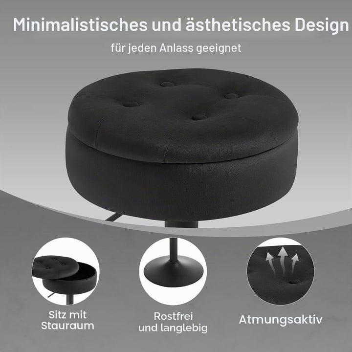 WOLTU Barhocker 2er Set, Sitzhocker mit Stauraum, Hocker höhenverstellbar 360° drehbar, Drehhocker f