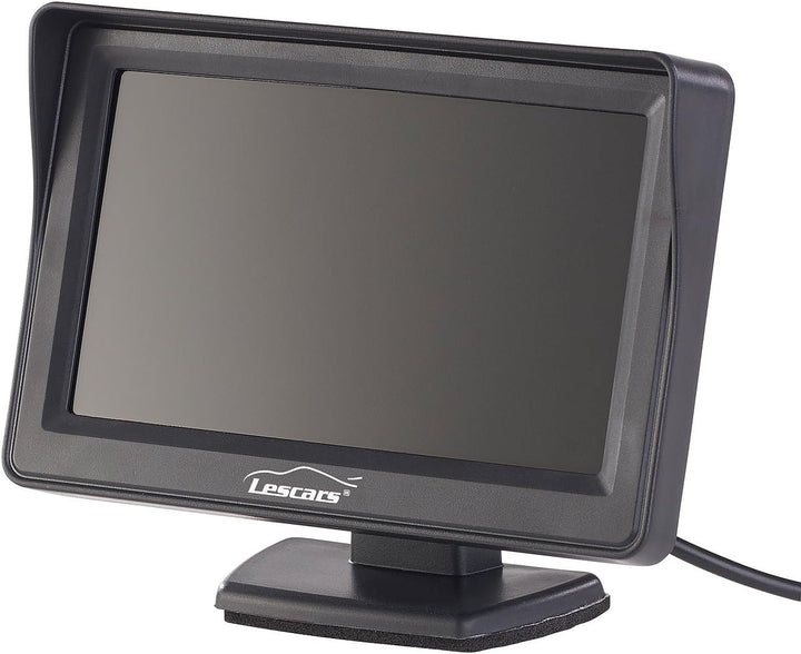 Lescars Rückfahrmonitor: Kfz-Monitor für Rückfahr- &amp; Front-Kamera, 2X Video-Cinch, 10,9 cm/4,3" (Dis