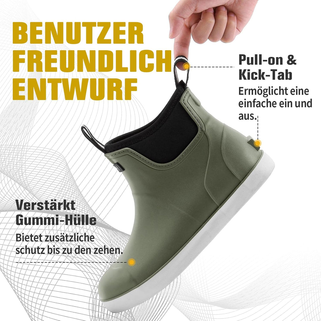 Rumkok Gummistiefel Herren Halbhoch, Grundlegend Wasserdicht Atmungsaktiv Stiefeletten, Anti-Rutsch