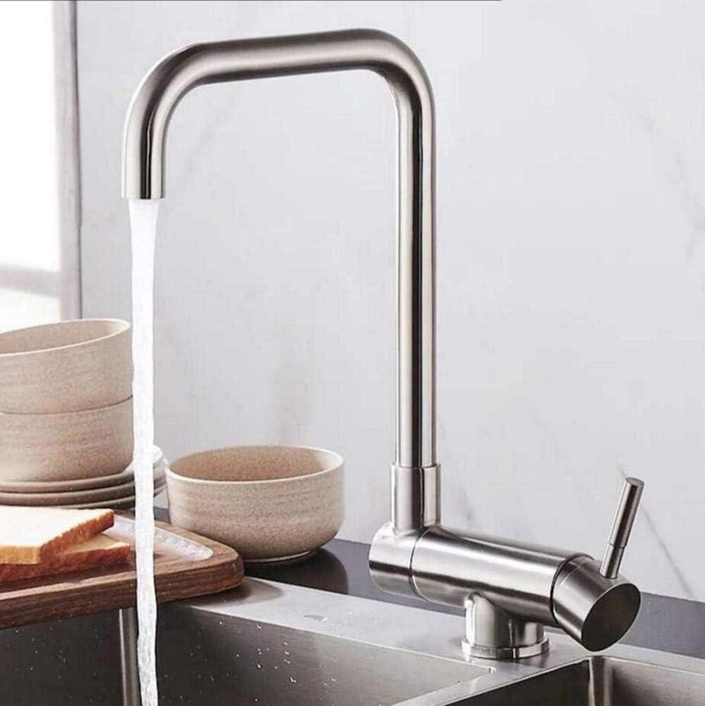 Garvee Küchenarmatur Klappbar für Vorfenster Montage, SUS304 Edelstahl Wasserhahn Küche 360° Schwenk