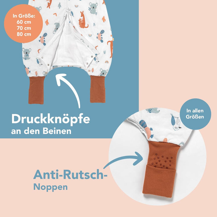 schlummersack Baby Schlafsack mit Füssen Sommer 1 Tog dünn | Schlafsack mit Beinen und verlängerten