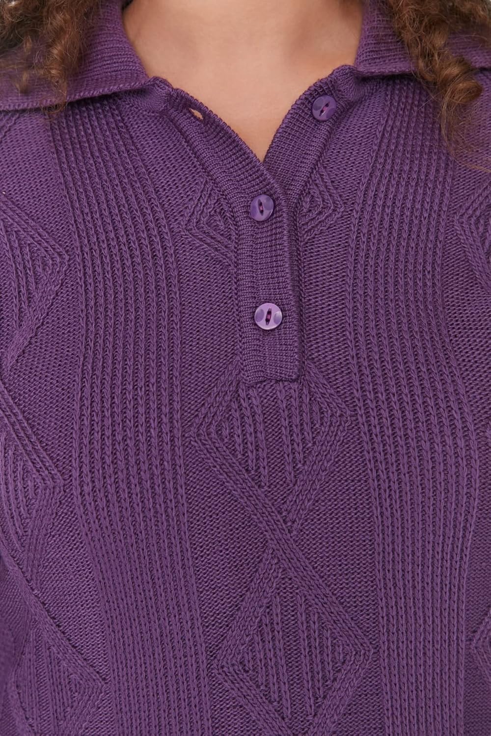 TRENDYOL Damen Polokragen Plain Regular Plus Size Pullover Sweatshirt XL Grosse Grössen Violett, XL