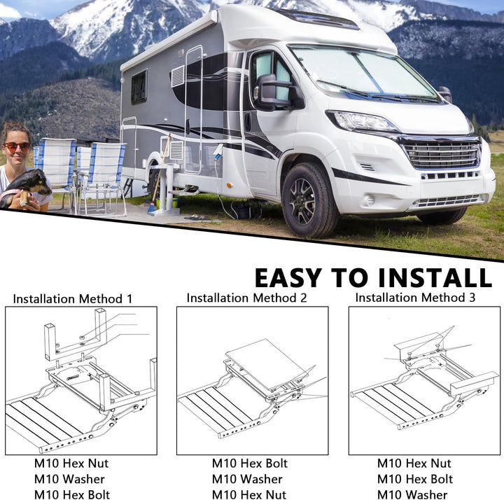 Manuelle Wohnmobil Trittstufen, Wohnmobil Treppe mit LED-Licht, Aluminium klappbare einzelne Stufe T