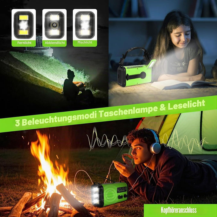 Notfall-Solar-Kurbelradio mit 20.000 mAh, AM/FM NOAA tragbares Wetterradio mit USB-Aufladung, Handy-