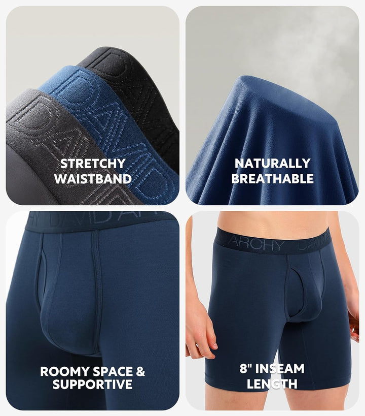 DAVID ARCHY Herren Boxershorts Mehrfachpack, Stretcken Klassischer Retroshorts, Unterhosen Männer, 5